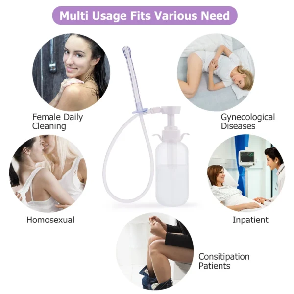 300/600ML Reusable Vagina Irrigator Syringe Anal Cleaner Enemator Vaginal Washing Device Kit Female Vaginal Enema Douche Shower