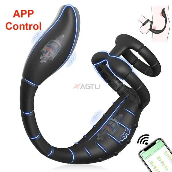 APP Control Vibrating Butt Plug Cock Ring for Men Prostate Massager for Gay Anal Vibrator Penis Ring Adult Sex Toy for Men