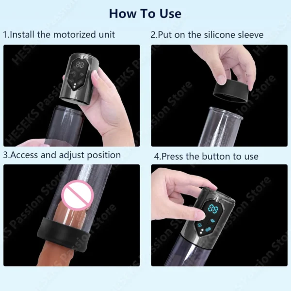 HESEKS Vacuum Sucking Electric Penis Pump Air Water Penis Extender Dick Training Automatic Male Masturbator Sex Toy for Men 18+