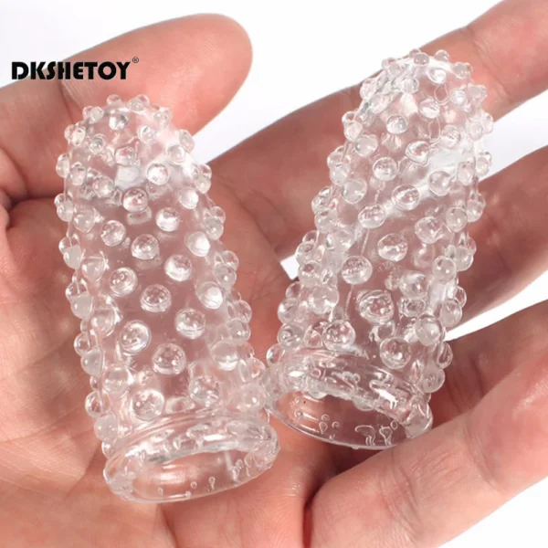 Finger Sleeve condoms G Spot Massage Adult Masturbation Sex Exotic Condom Particles Flirting Women Foreplay Anal Plug Sex Toys