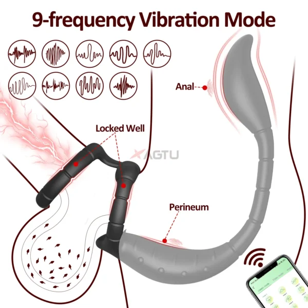 APP Control Vibrating Butt Plug Cock Ring for Men Prostate Massager for Gay Anal Vibrator Penis Ring Adult Sex Toy for Men