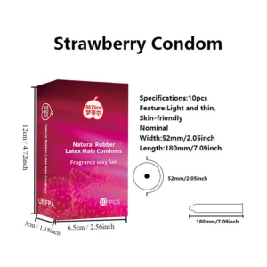 10pcs strawberry flavor Ultra Thin Condoms Intimate Condone Super Lubricated Natural Latex Penis Sleeve for Adult 18+ Sex Toys