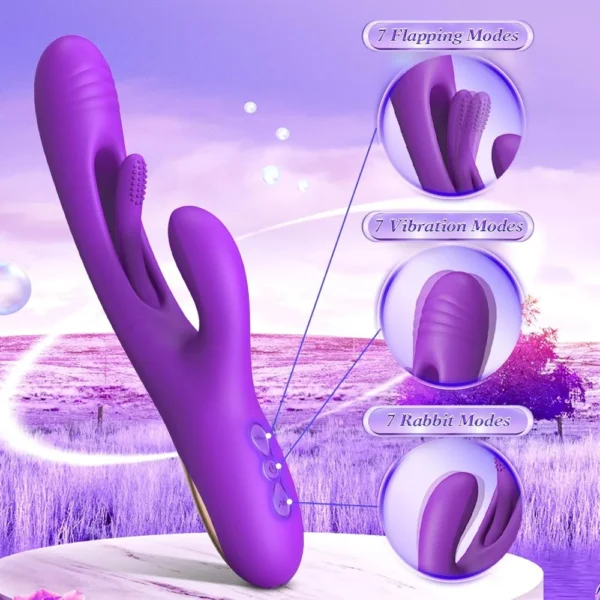 3-IN-1 Rabbit Vibrator for Women Powerful Tapping Flapping Vibrator Clitoral Stimulator Massager Female G-Spot Finger Dildo Sex