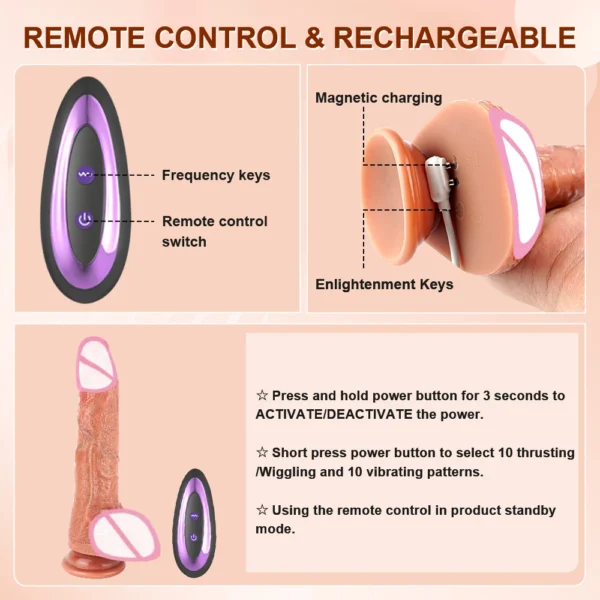 Telescopic Vibrating Thrusting Realistic Dildo Heated Penis Female G-spot Vagina Anal Massager Masturbator With Suction Cup 18+