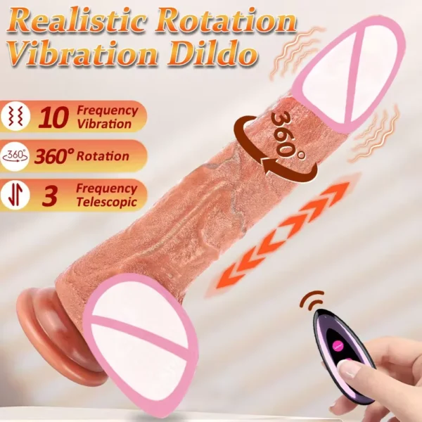 Telescopic Vibrating Thrusting Realistic Dildo Heated Penis Female G-spot Vagina Anal Massager Masturbator With Suction Cup 18+