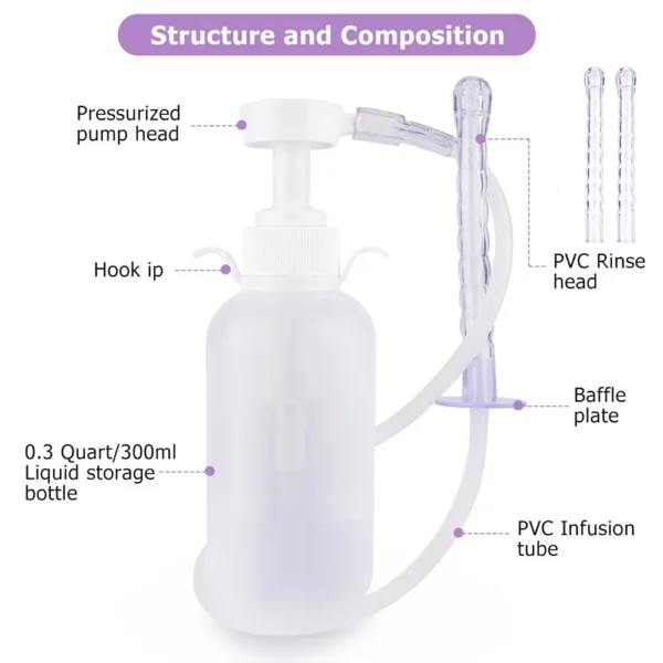 300/600ML Reusable Vagina Irrigator Syringe Anal Cleaner Enemator Vaginal Washing Device Kit Female Vaginal Enema Douche Shower